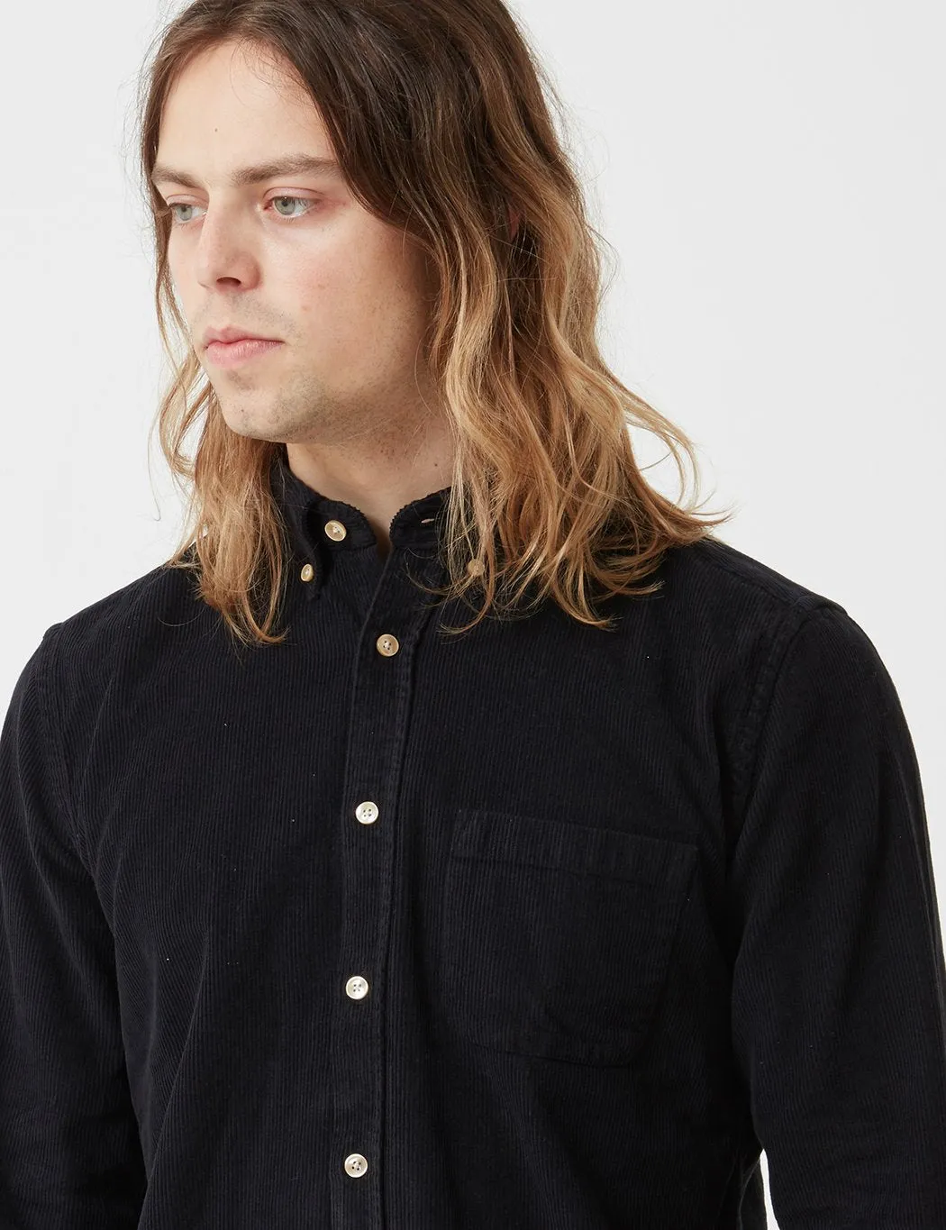 Portuguese Flannel Lobo Shirt (Cord) - Black