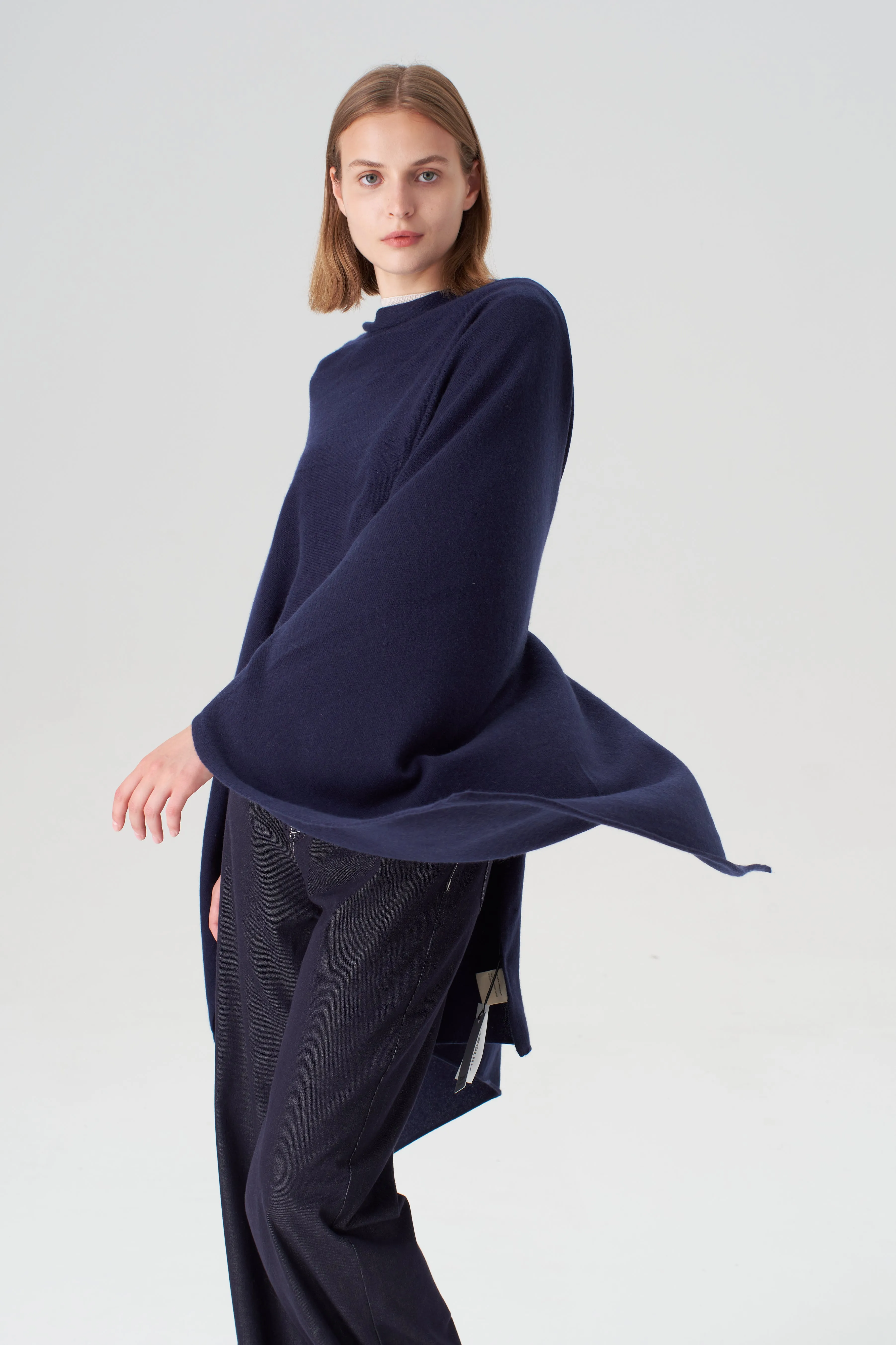 Pure Cashmere Travel Wrap - Navy