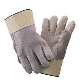 Radnor Large Side Split Leather Palm Gloves With Safety Cuff, Full Leather Back And Wing Thumb