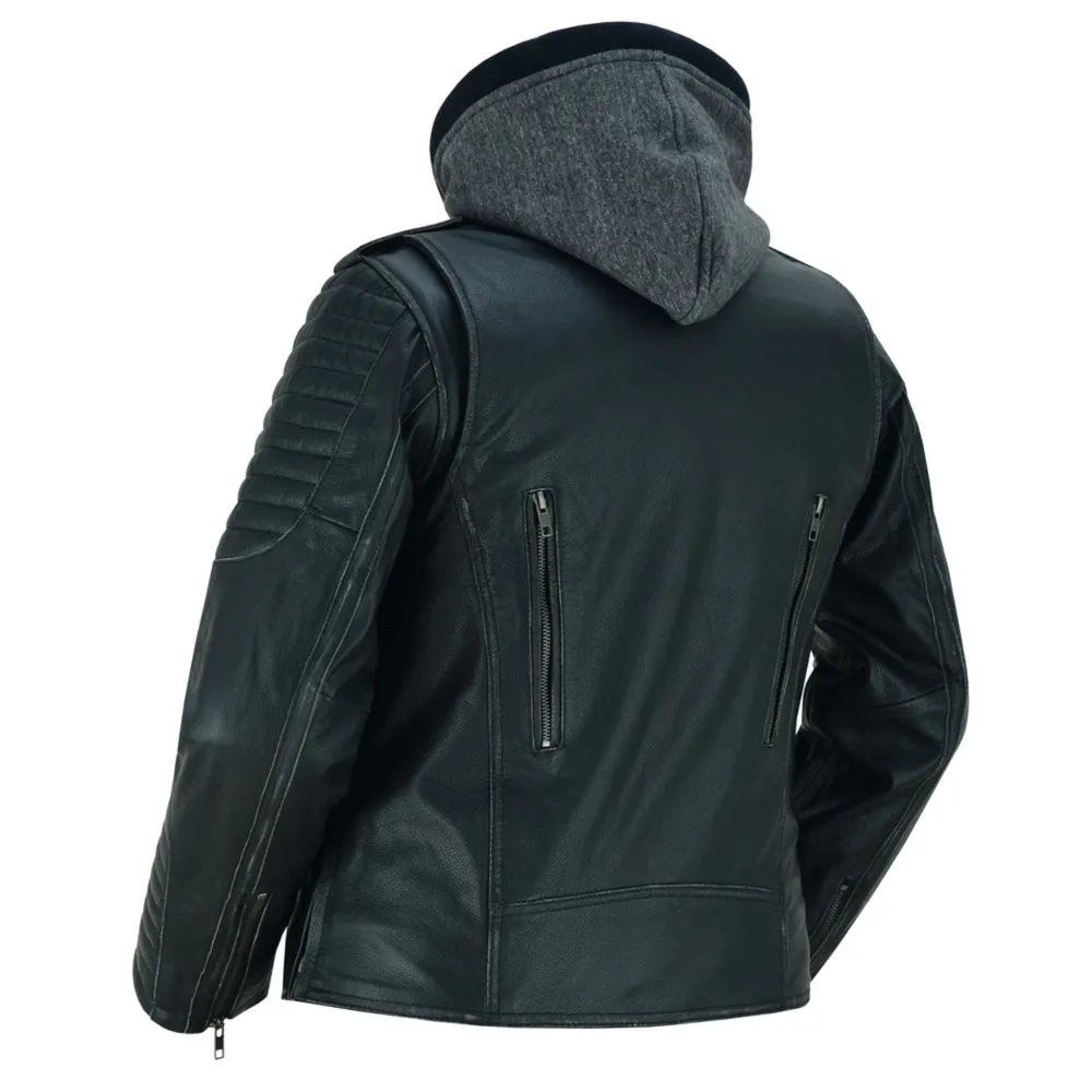 RC877 Women's Hooded Motorcycle Jacket with Rub-Off Finish