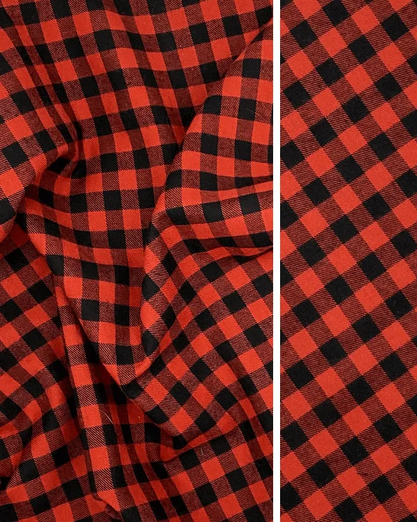 Red Buffalo Check | 100% Cotton Flannel Twill Plaid 44W