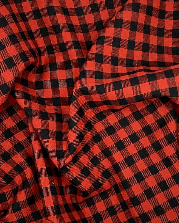 Red Buffalo Check | 100% Cotton Flannel Twill Plaid 44W