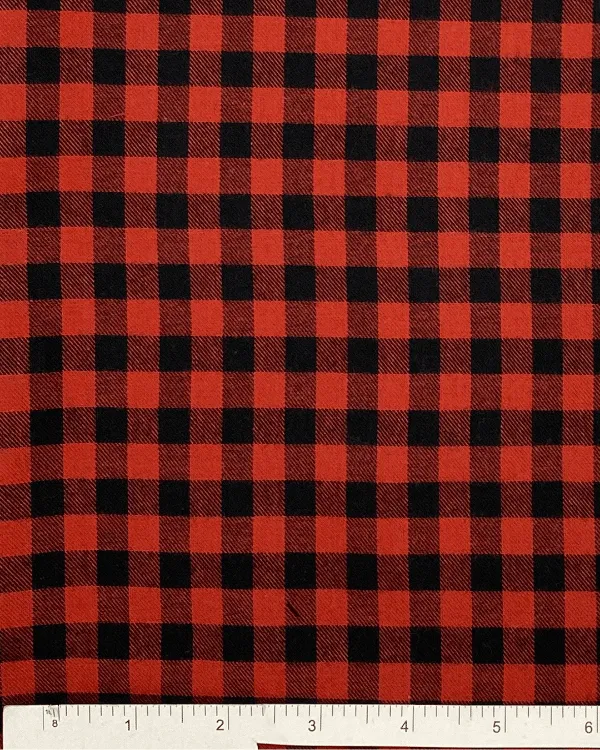 Red Buffalo Check | 100% Cotton Flannel Twill Plaid 44W