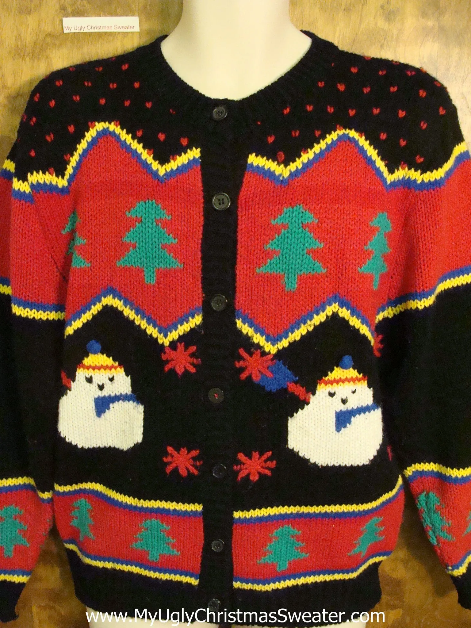 Retro 80s Ugly Christmas Jumper with Puffy Snowman