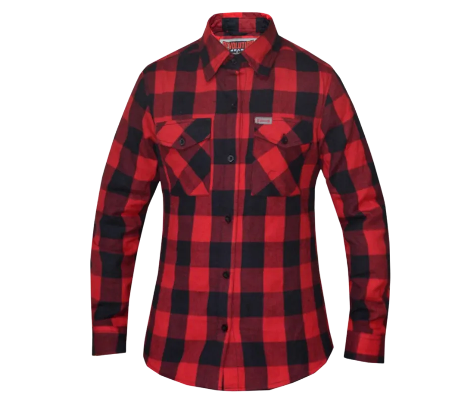 Revolution Gear Plaid Black and Red Ladies Flannel Shirt