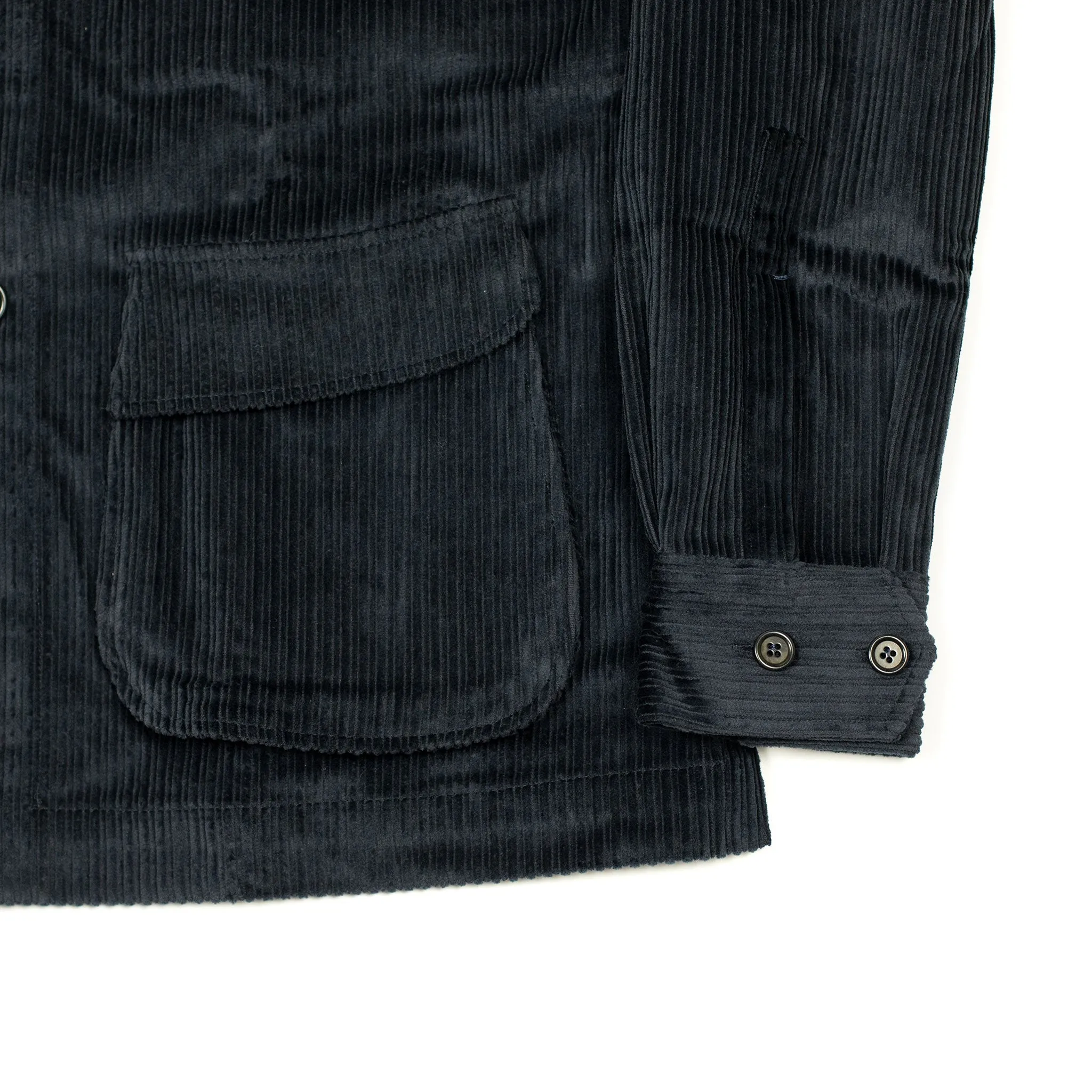 Sahariana shirt-jacket in navy multi-wale cotton corduroy