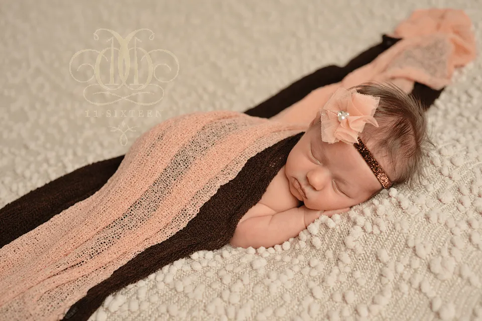 SET Peach and Dark Brown Stretch Knit Baby Wraps