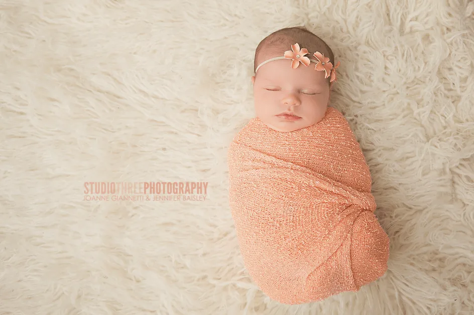 SET Peach and Dark Brown Stretch Knit Baby Wraps