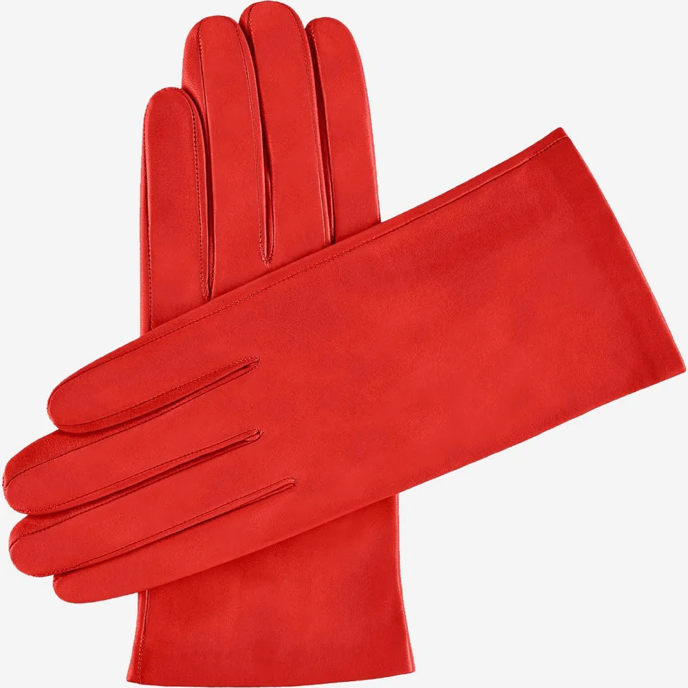 Sofia (red) - Italian lambskin leather gloves with silk lining