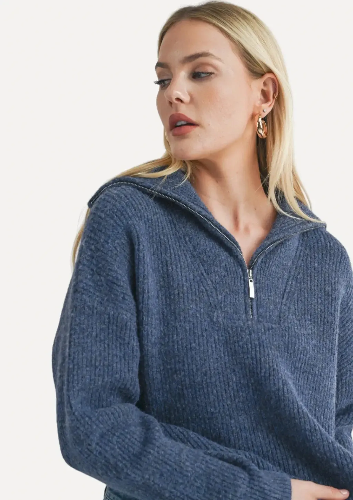 Suzy Half-Zip Pullover Sweater - Midnight