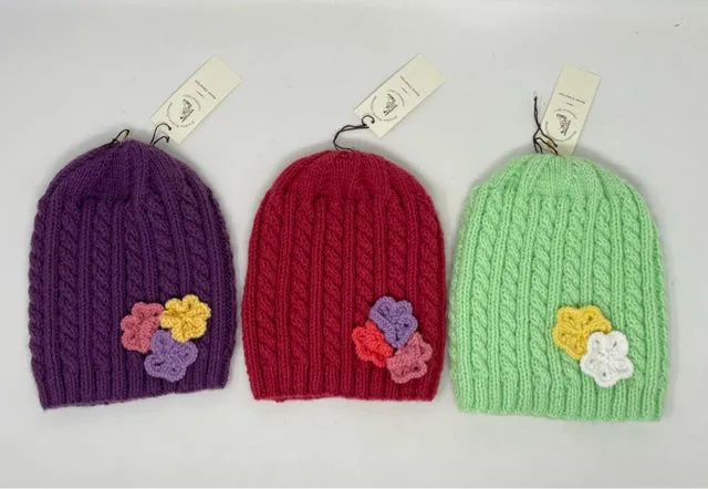 Toddler Acrylic Pastel Cable Knit Hats