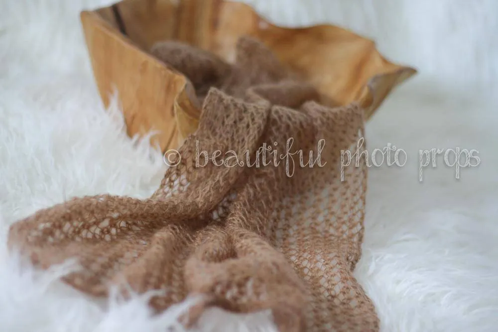 Toffee Brown Mohair Knit Baby Wrap