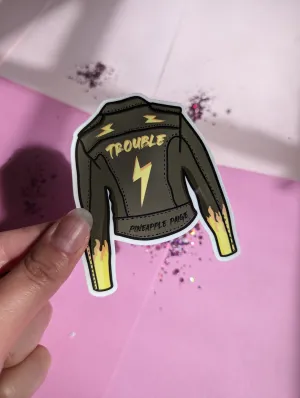 Trouble- Black Motorbike Jacket Sticker