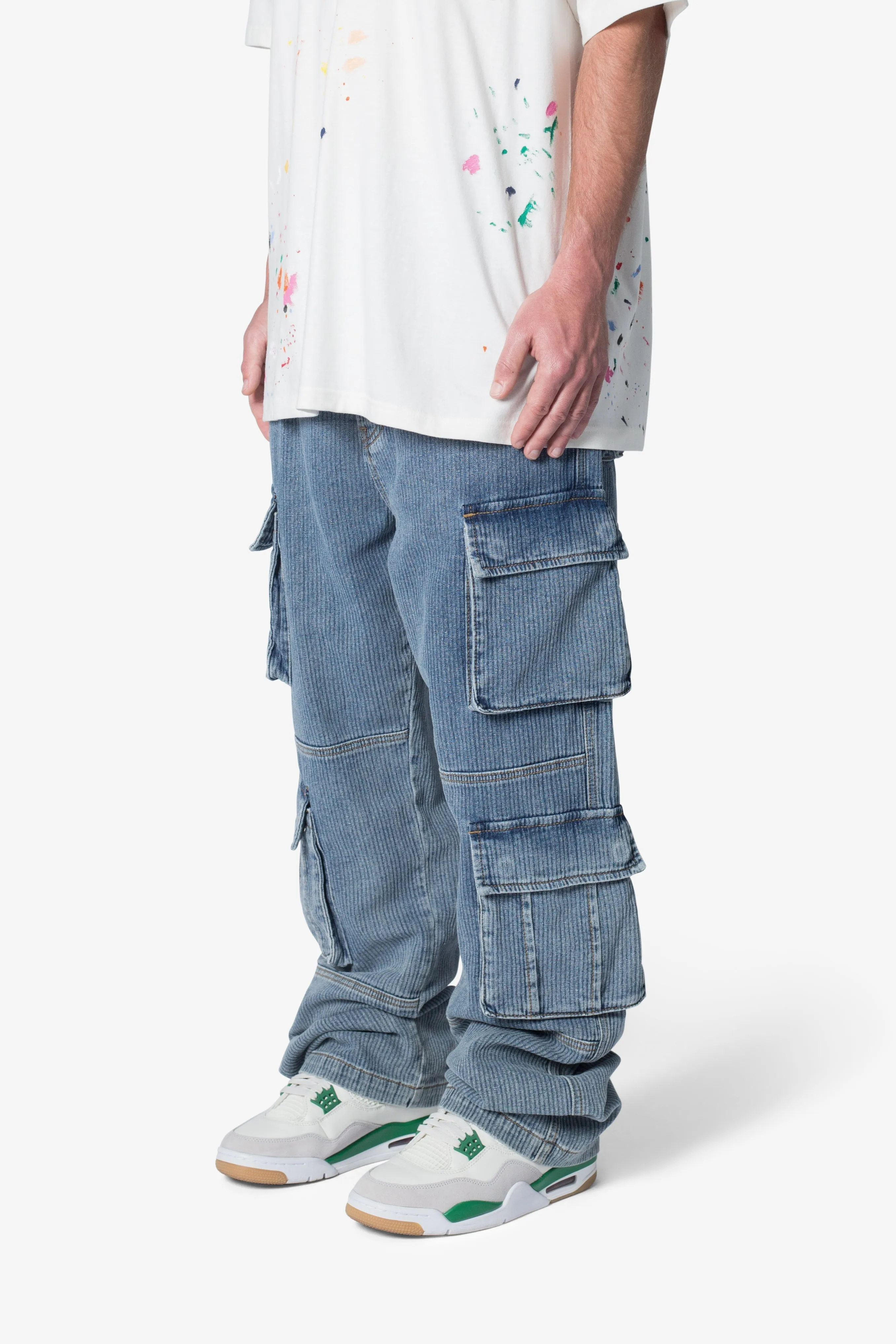 Ultra Baggy Stacked Cargo Pants - Vintage Blue