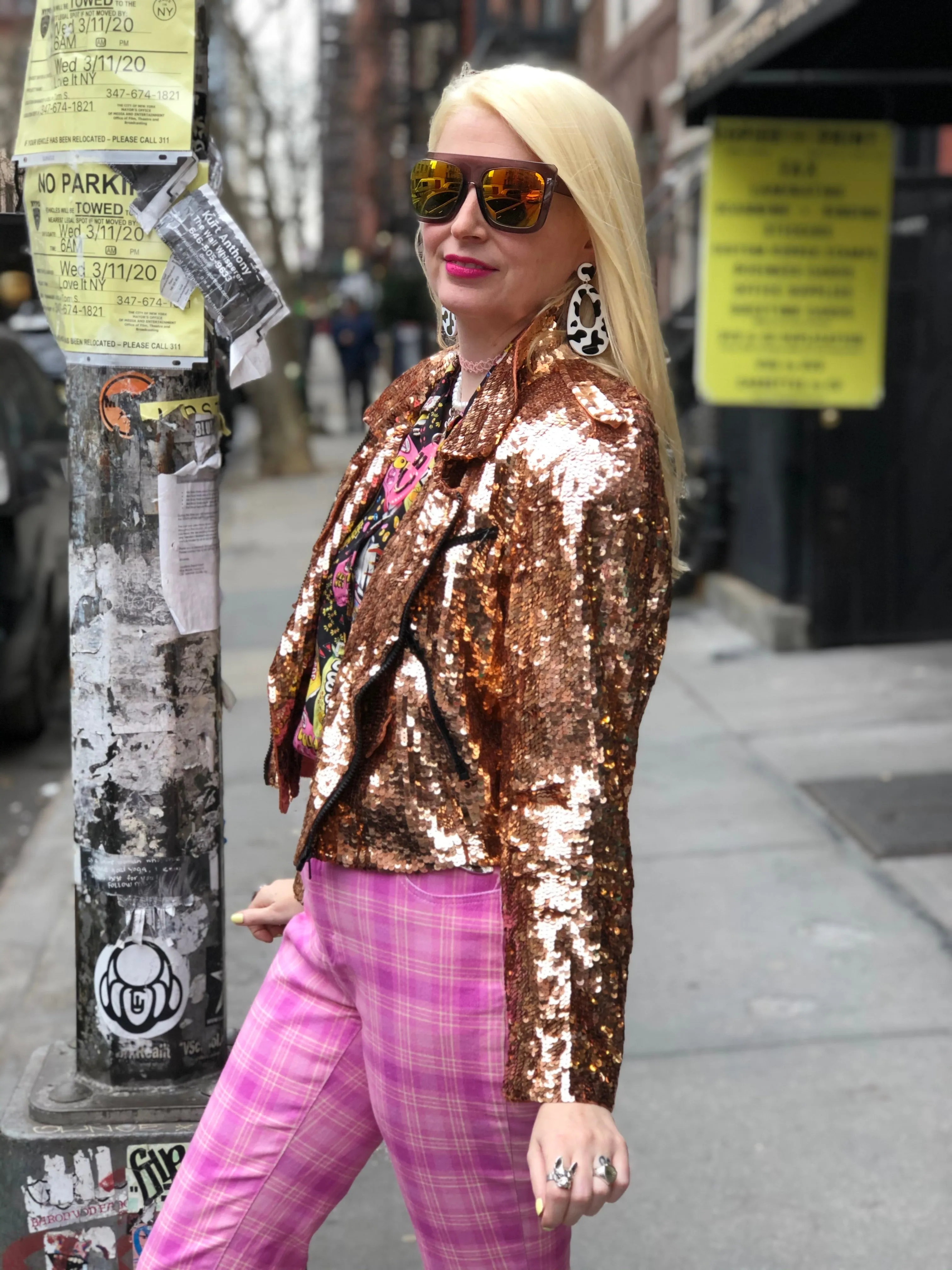 Vintage 80s Rose Gold Sequin Moto Jacket