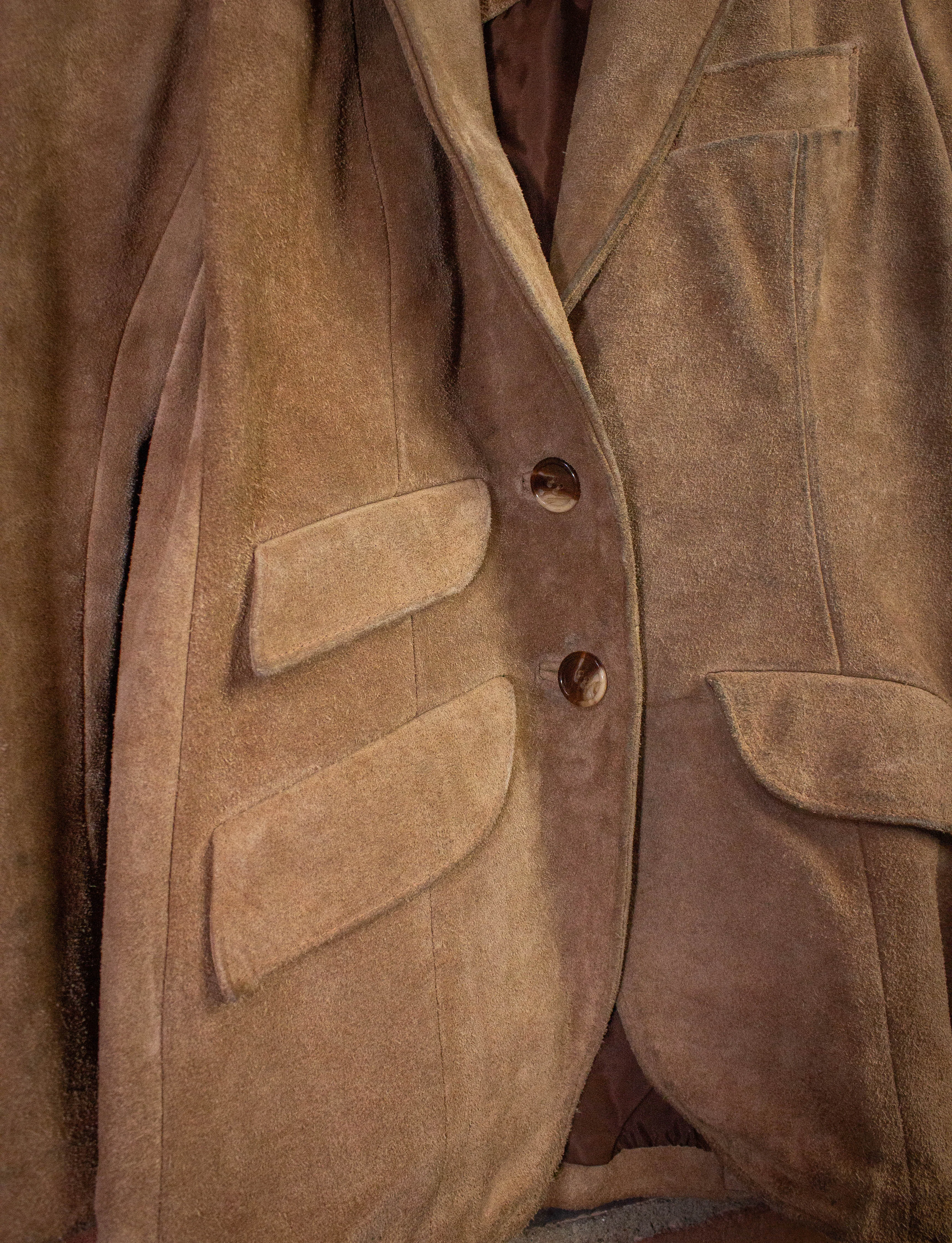 Vintage Fanny's Hide Suede Blazer Jacket 70s Tan Small